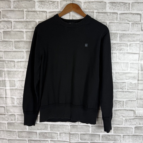 G-Star Raw Solid Black Thick Crew Neck Pullover Sweater Mens Medium - Picture 1 of 7